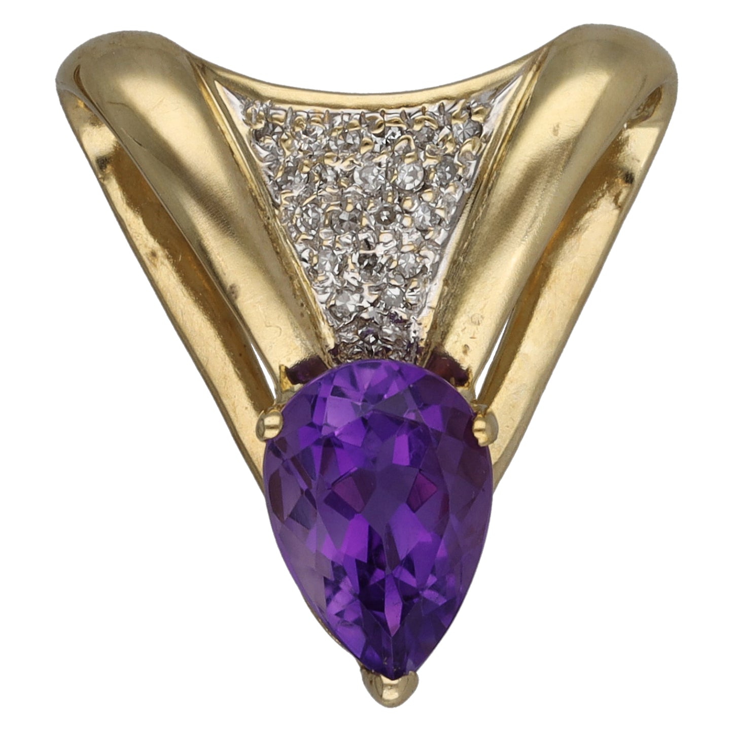 9ct Gold Amethyst & 0.10t Diamond Dress/Cocktail Pendant