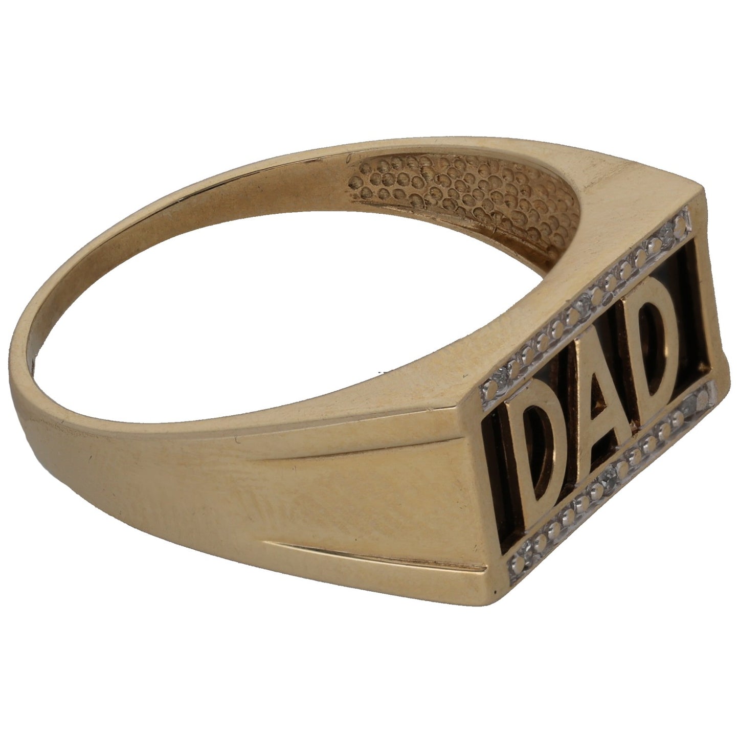 9ct Gold Onyx & 0.03ct Diamond Dad Ring Size Z