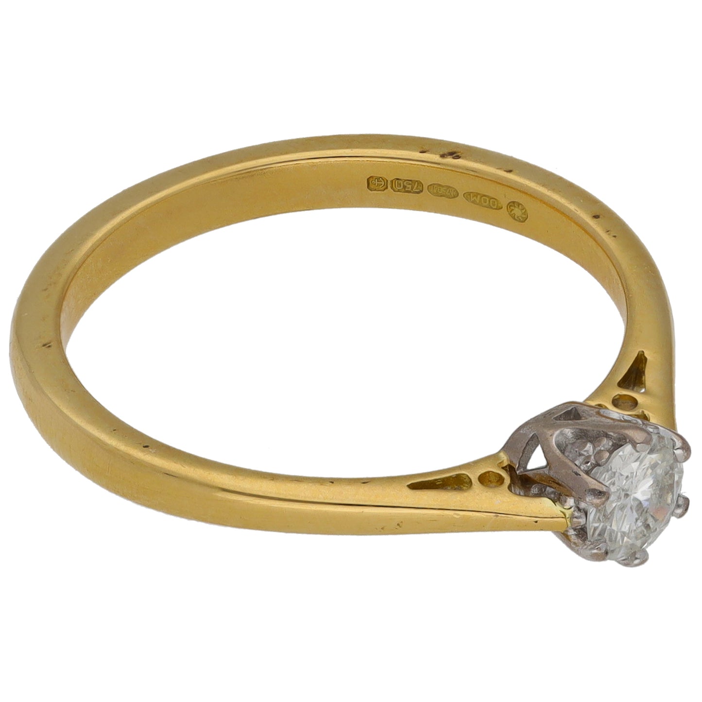 18ct Gold 0.25ct Diamond Solitaire Ring Size N