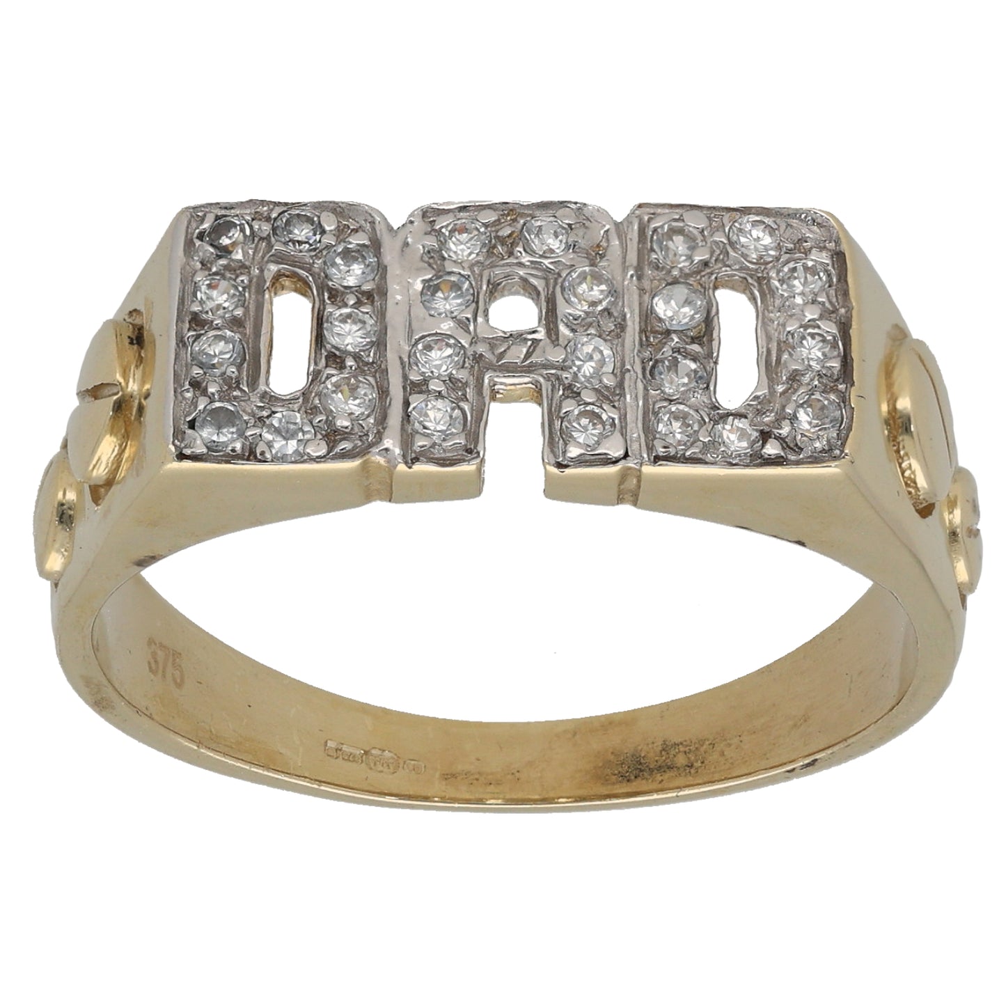9ct Gold Cubic Zirconia Dad Ring Size T