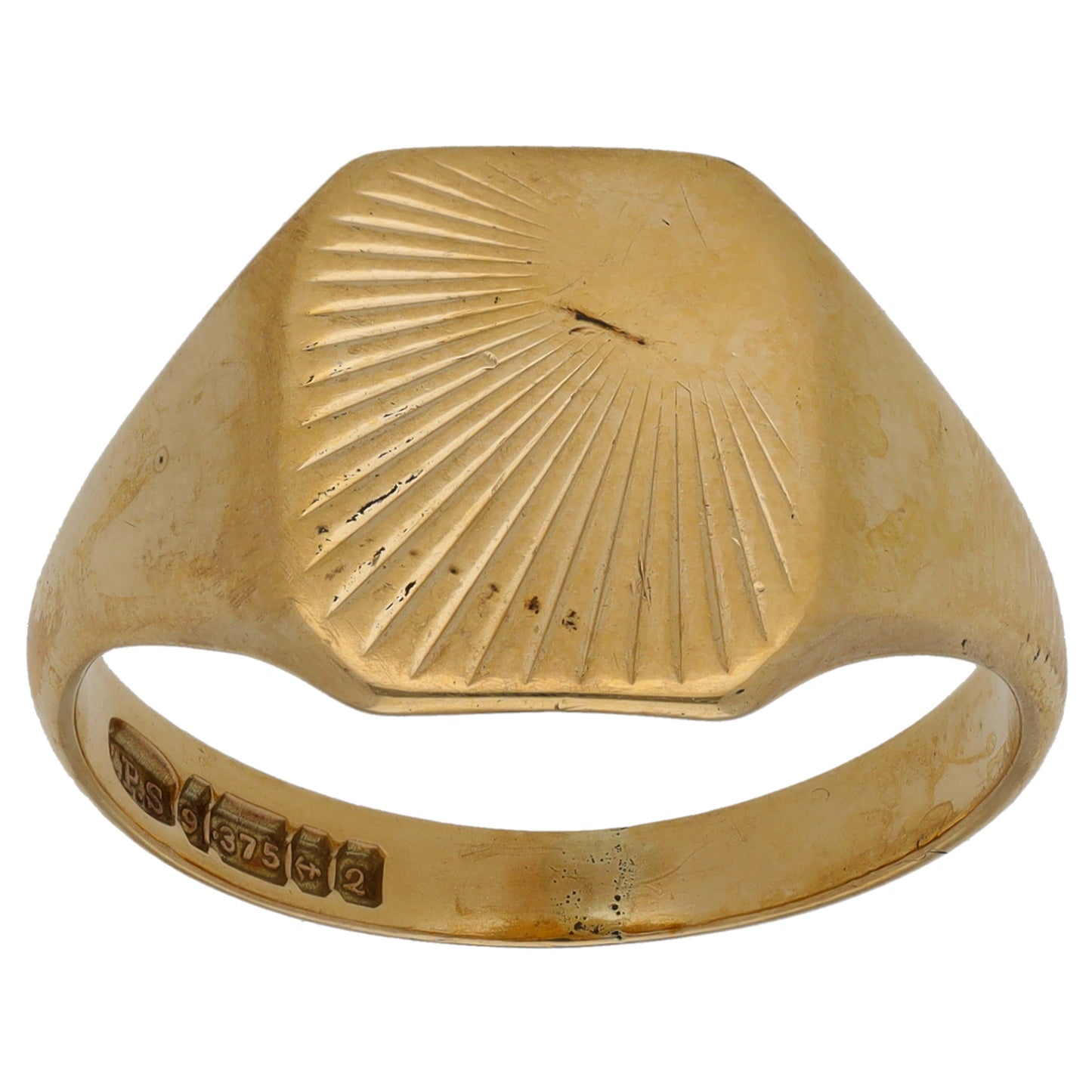 9ct Gold Patterned Signet Ring Size U
