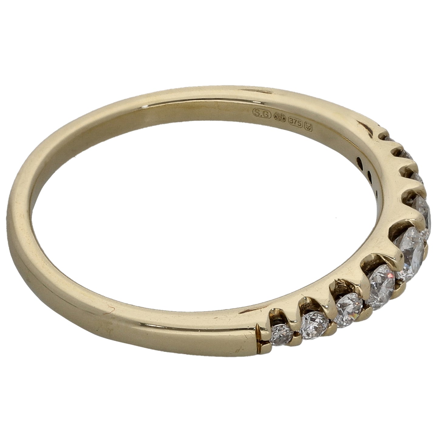 9ct Gold 0.33ct Diamond Half Eternity Ring Size N