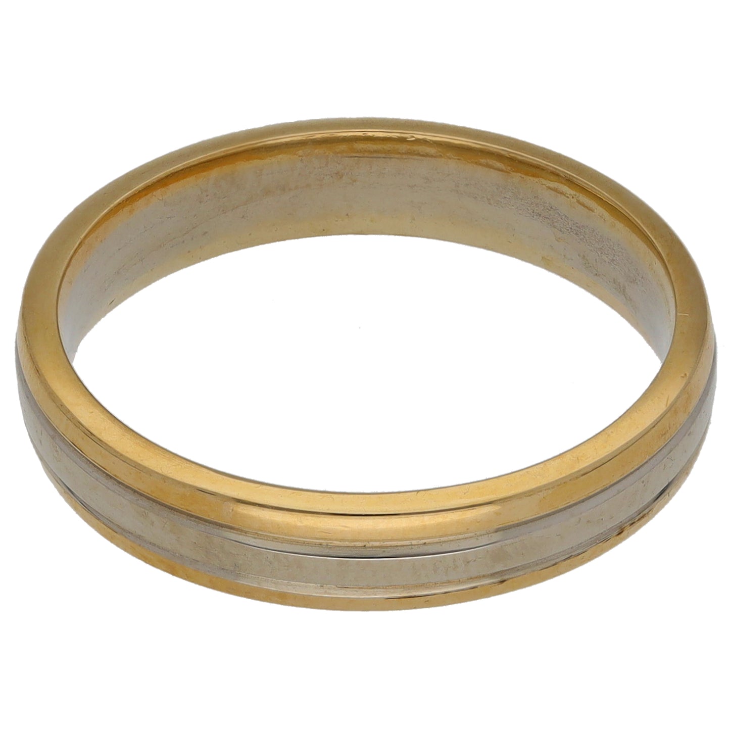 9ct Bicolour Gold Patterned Wedding Ring Size P