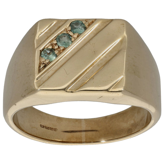 9ct Gold Chrysoberyl Signet Ring Size T