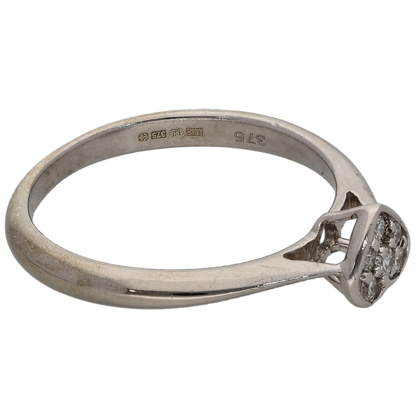 9ct White Gold 0.10ct Diamond Cluster Ring Size K