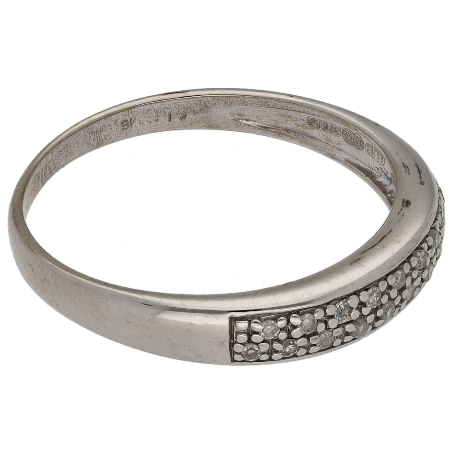 9ct White Gold 0.10ct Diamond Half Eternity Ring Size O