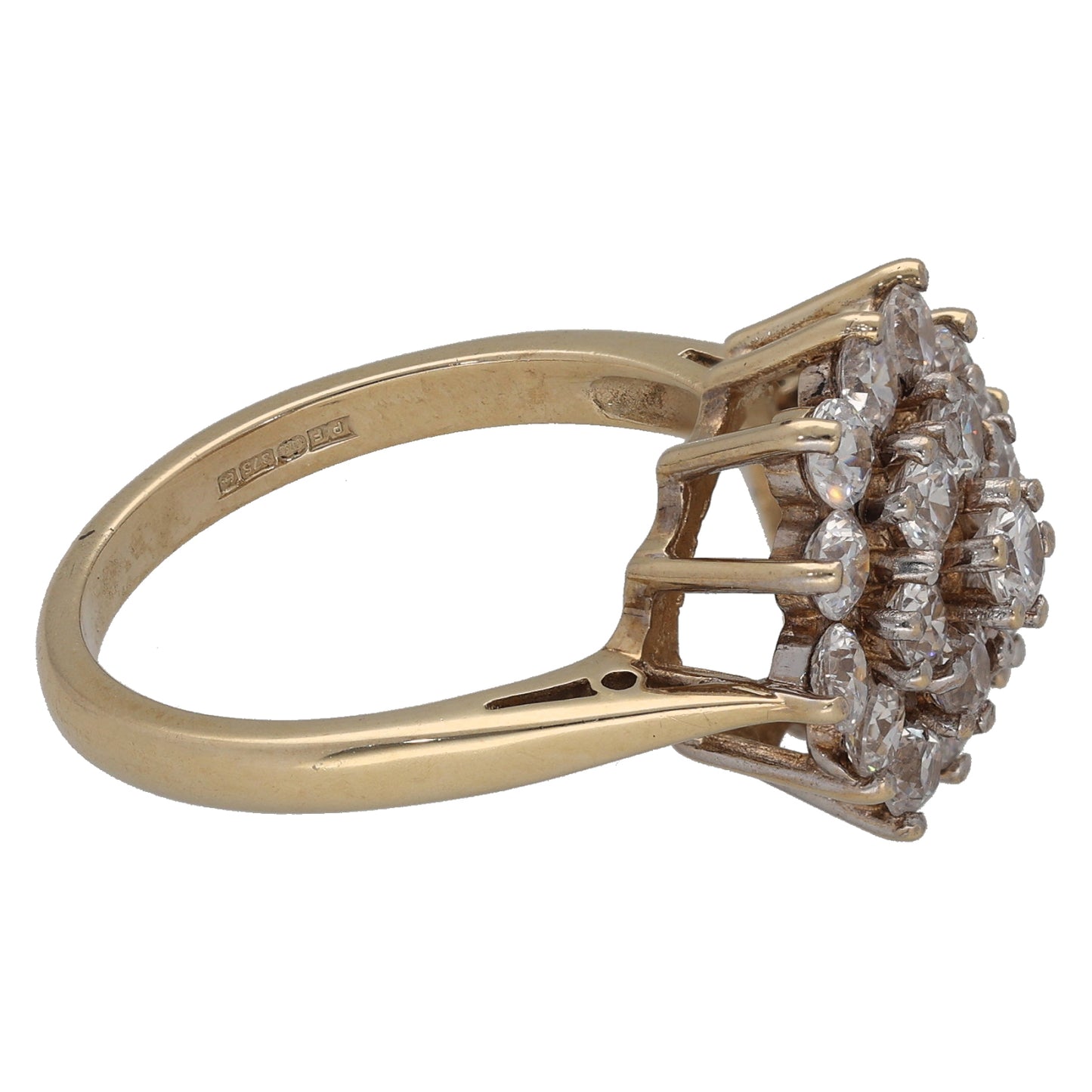 9ct Gold Cubic Zirconia Cluster Ring Size S