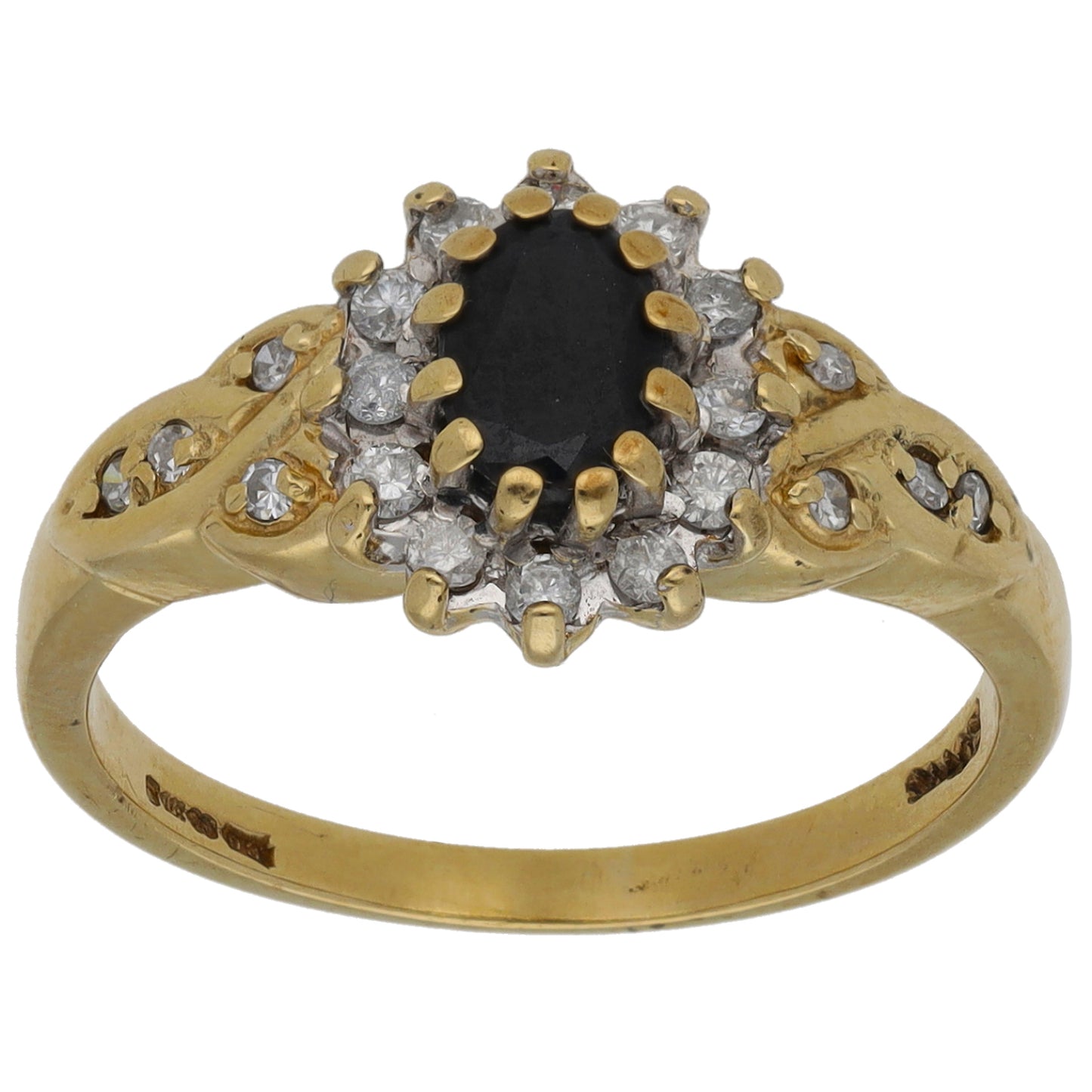 9ct Gold 0.20ct Diamond & Sapphire Dress/Cocktail Ring Size M