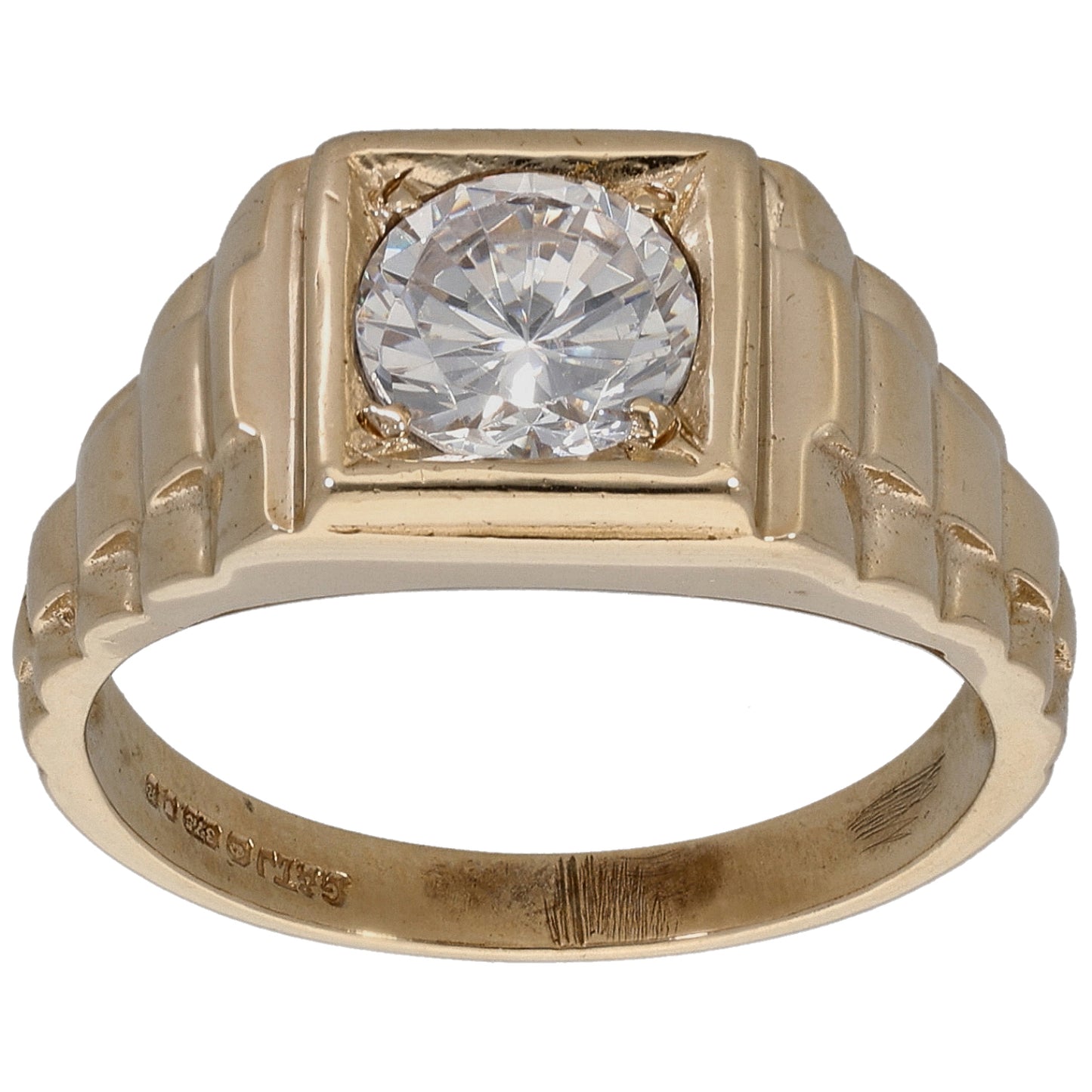 9ct Gold Cubic Zirconia Single Stone Ring Size V