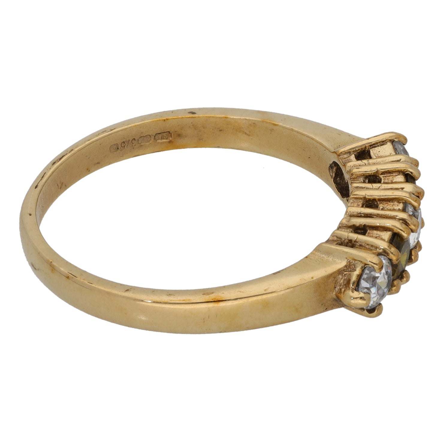 9ct Gold Zircon & Cubic Zirconia Half Eternity Ring Size R