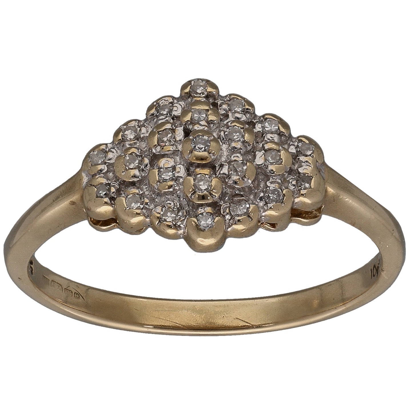 9ct Gold 0.115ct Diamond Cluster Ring Size N