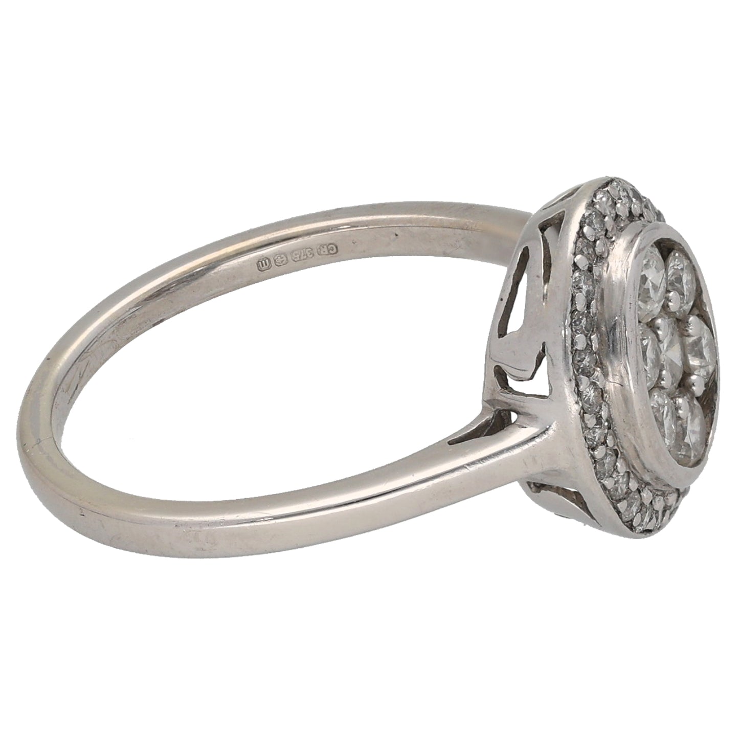 9ct White Gold 0.59ct Diamond Cluster Ring Size N