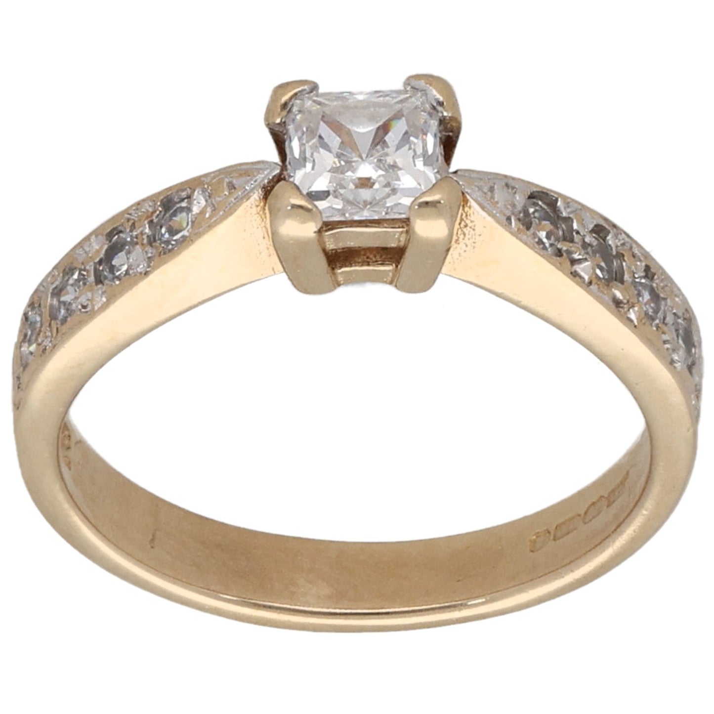 9ct Gold Cubic Zirconia Single Stone Ring With Accents Size K