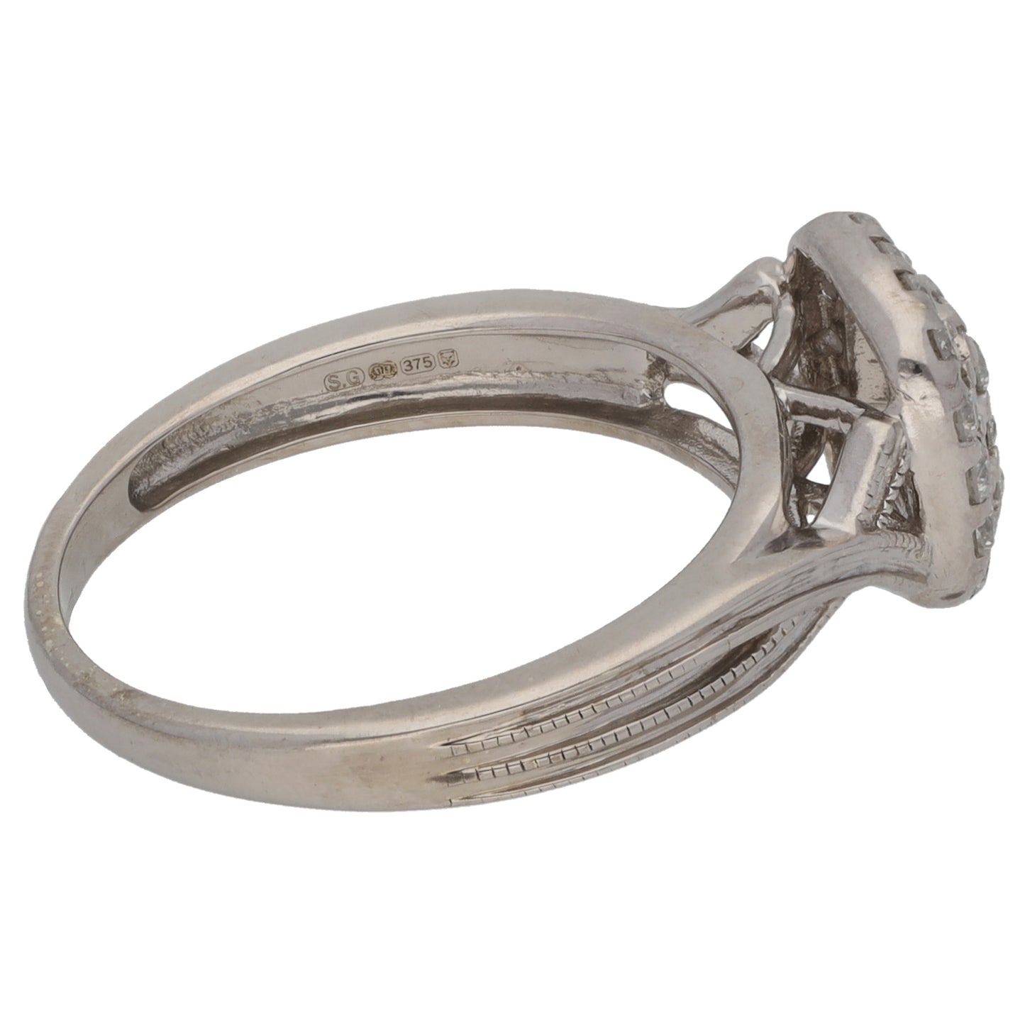 9ct White Gold 0.455ct Diamond Cluster Ring Size N