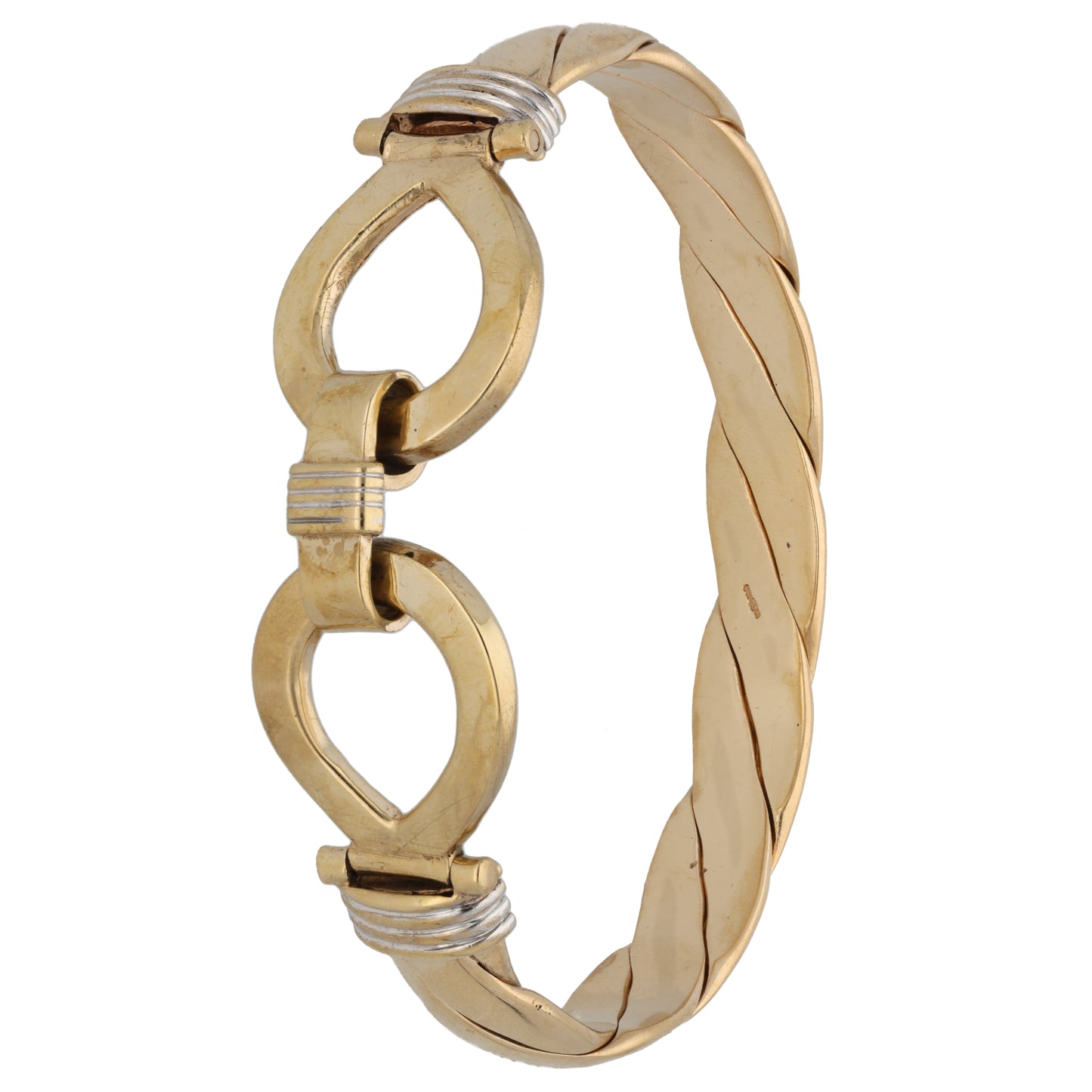 9ct Bi-Colour Gold Hinged/Clasp Bangle