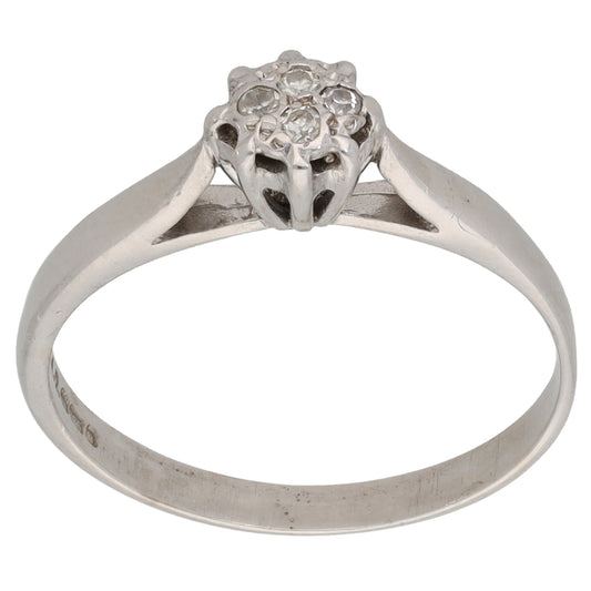 9ct White Gold 0.04ct Diamond Cluster Ring Size O