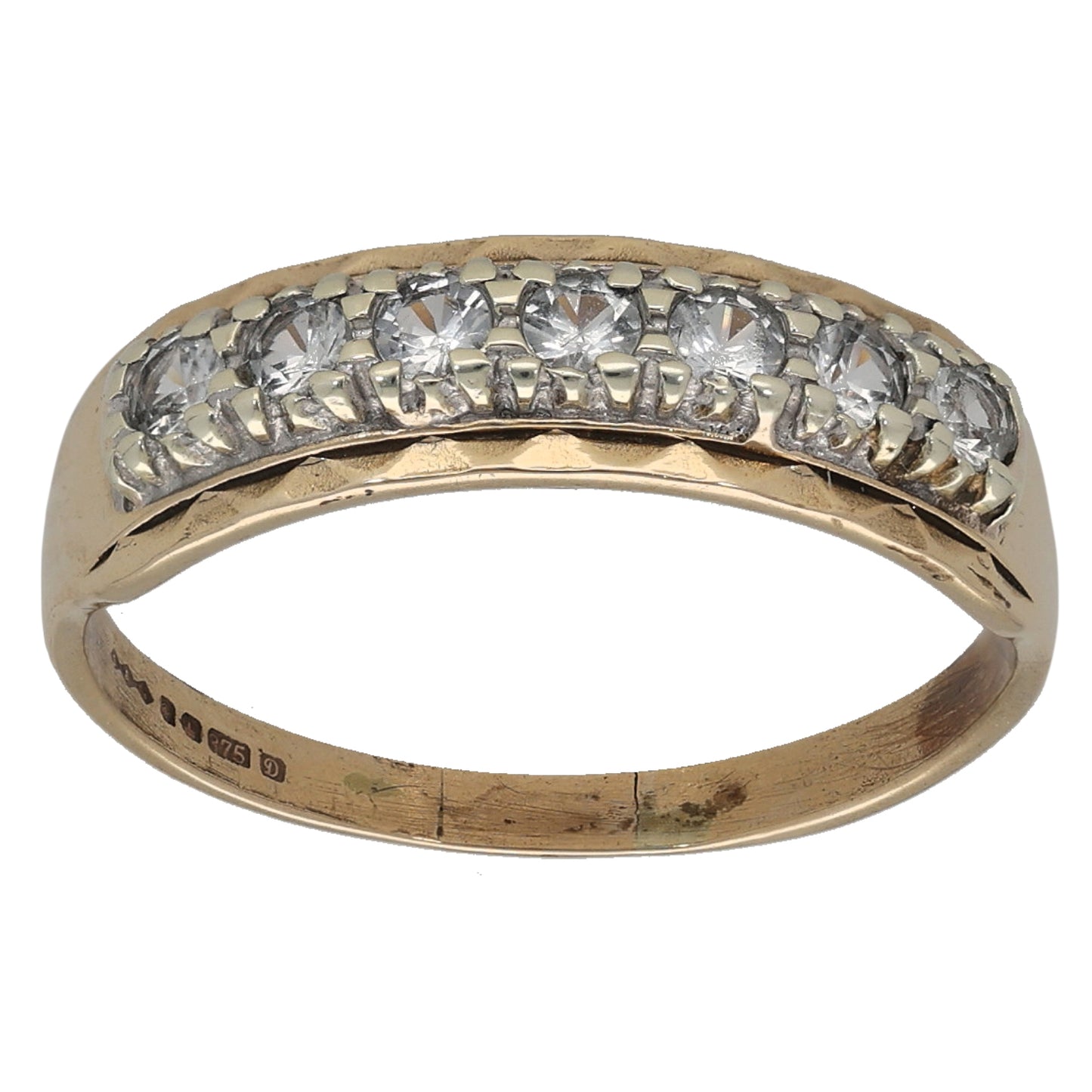 9ct Gold Cubic Zirconia Half Eternity Ring Size O