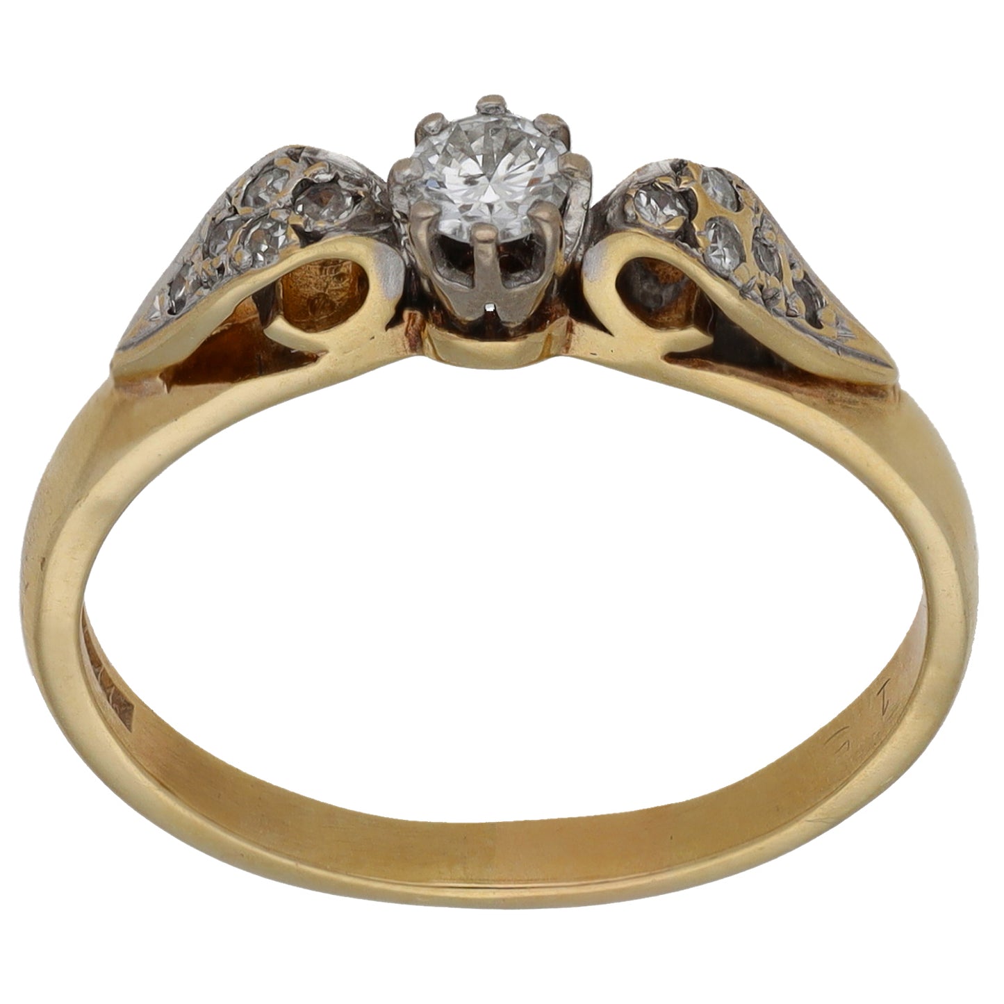 9ct Gold 0.15ct Diamond Solitaire Ring With Accent Stones Size O