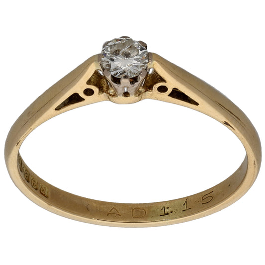 18ct Gold 0.15ct Diamond Solitaire Ring Size N