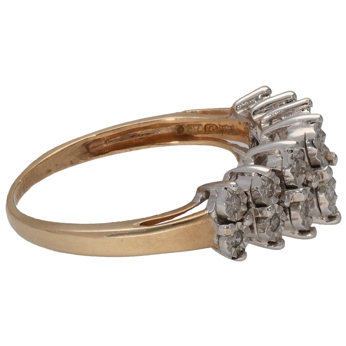 9ct Gold 0.07ct Diamond Dress/Cocktail Ring Size N