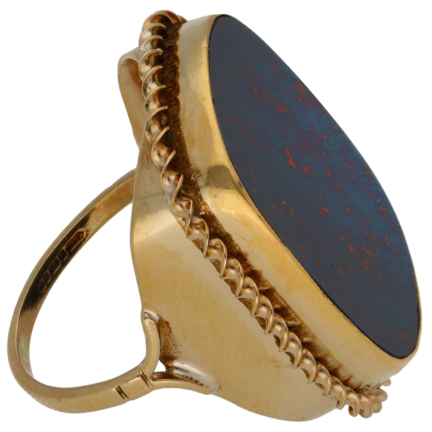 9ct Gold Bloodstone Single Stone Ring Size O