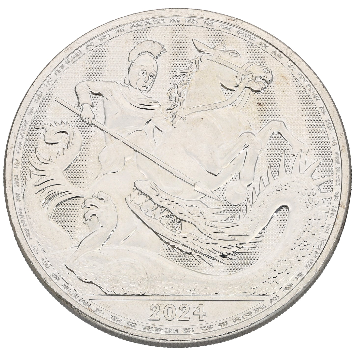 Fine Silver St George & Dragon 1 OZ Coin 2024