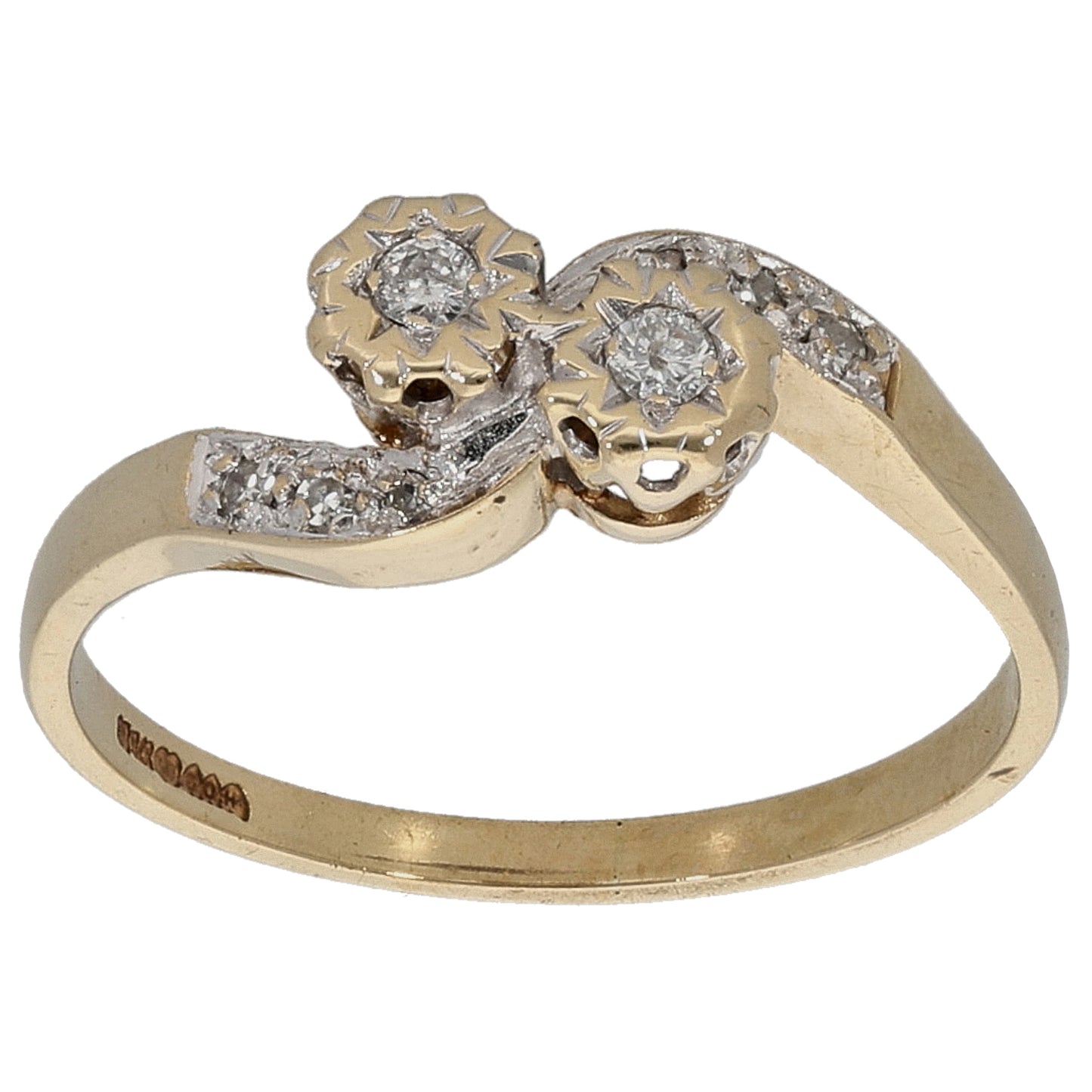 9ct Gold 0.09ct Diamond Dress/Cocktail Ring Size P