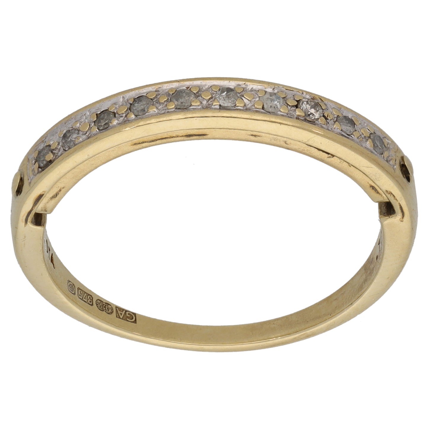 9ct Gold 0.10ct Diamond Half Eternity Ring Size S