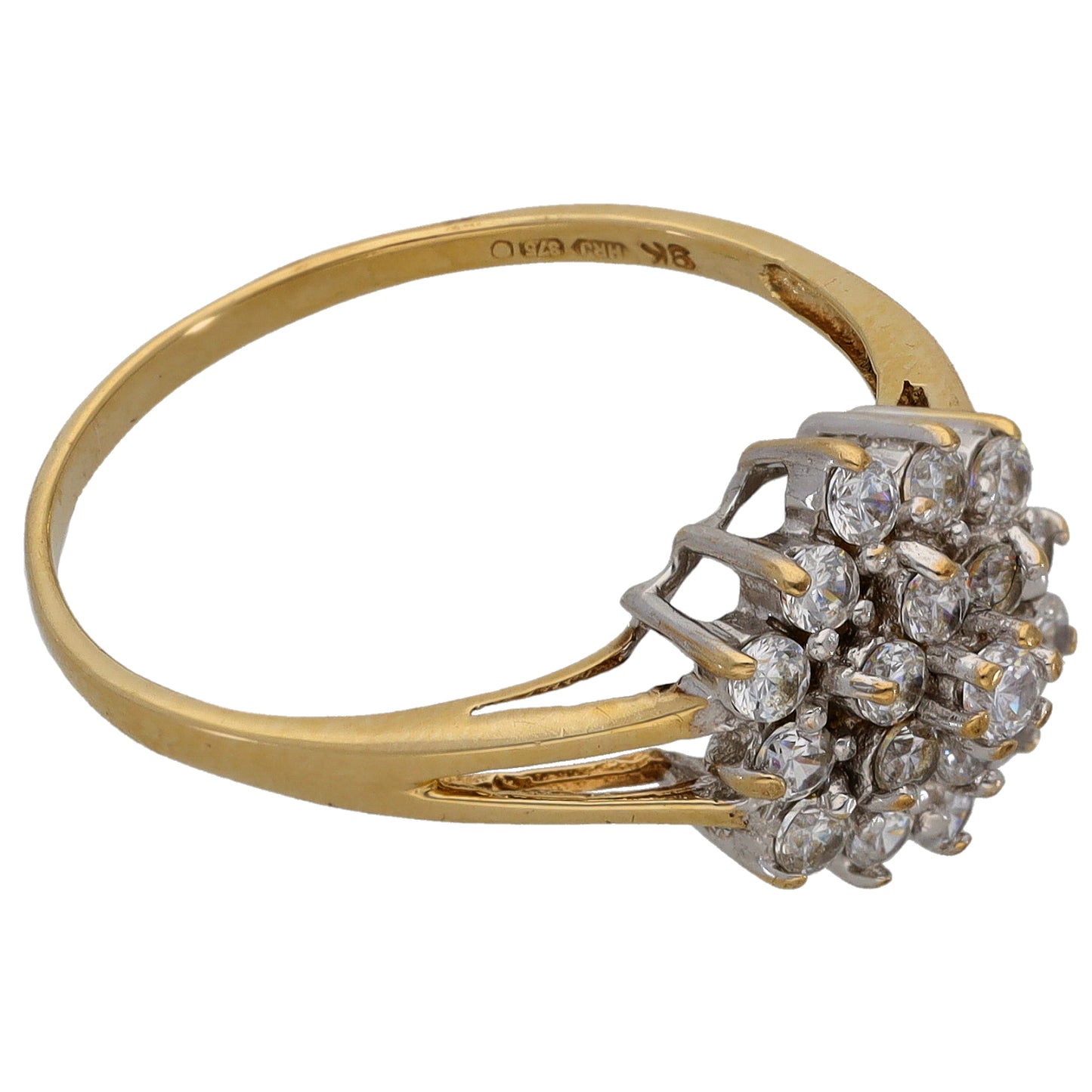 9ct Gold Cubic Zirconia Cluster Ring Size S