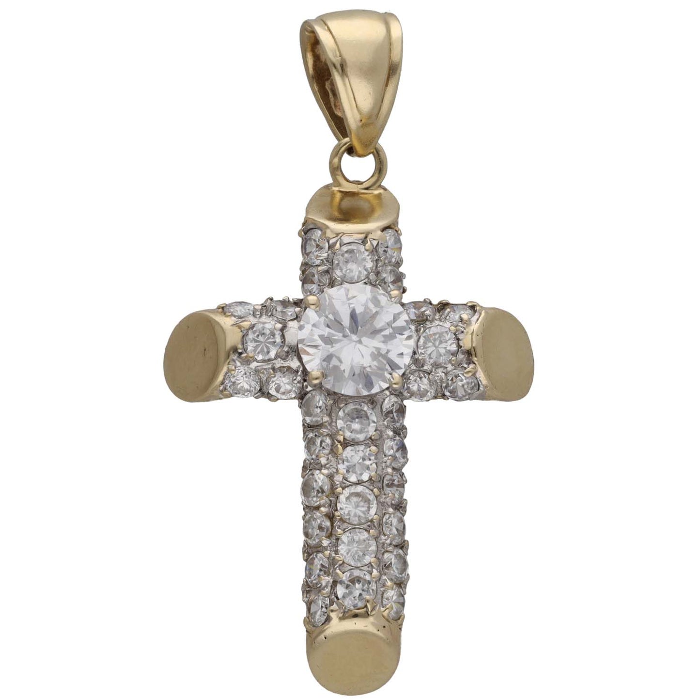 9ct Gold Cubic Zirconia Cross Pendant