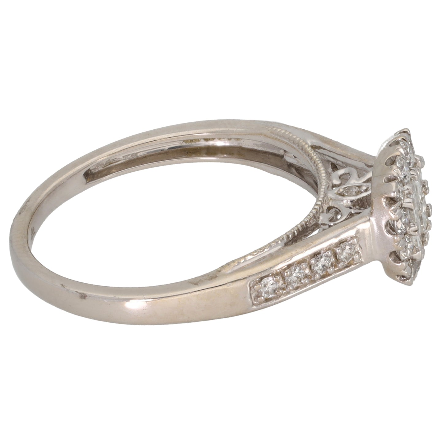 9ct White Gold 0.50ct Diamond Cluster Ring Size M