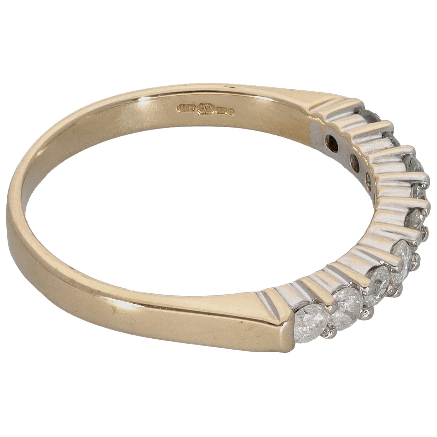 9ct Gold 0.27ct Diamond Half Eternity Ring Size P
