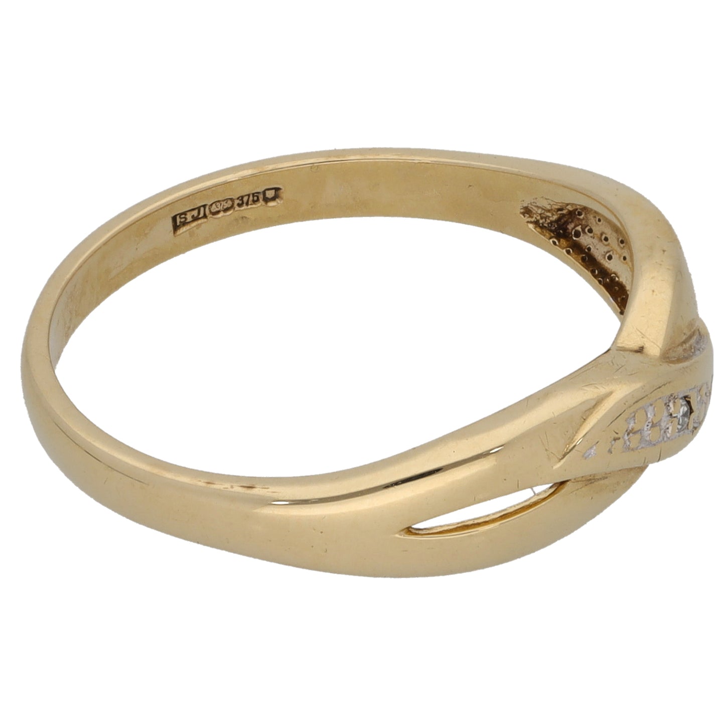 9ct Gold 0.005ct Diamond Half Eternity Ring Size O