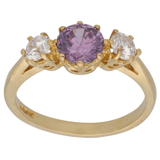 9ct Gold Imitation Gems Trilogy Size T
