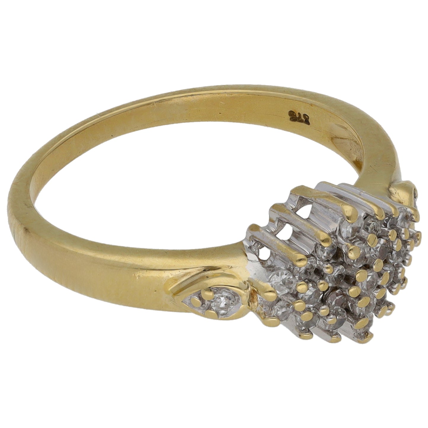 9ct Gold 0.25ct Diamond Cluster Ring Size N