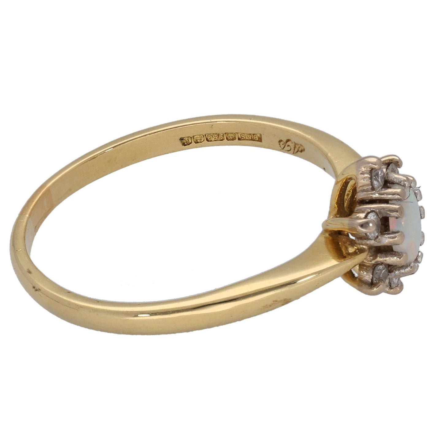 18ct Gold 0.06ct Diamond & Opal Dress/Cocktail Ring Size Q