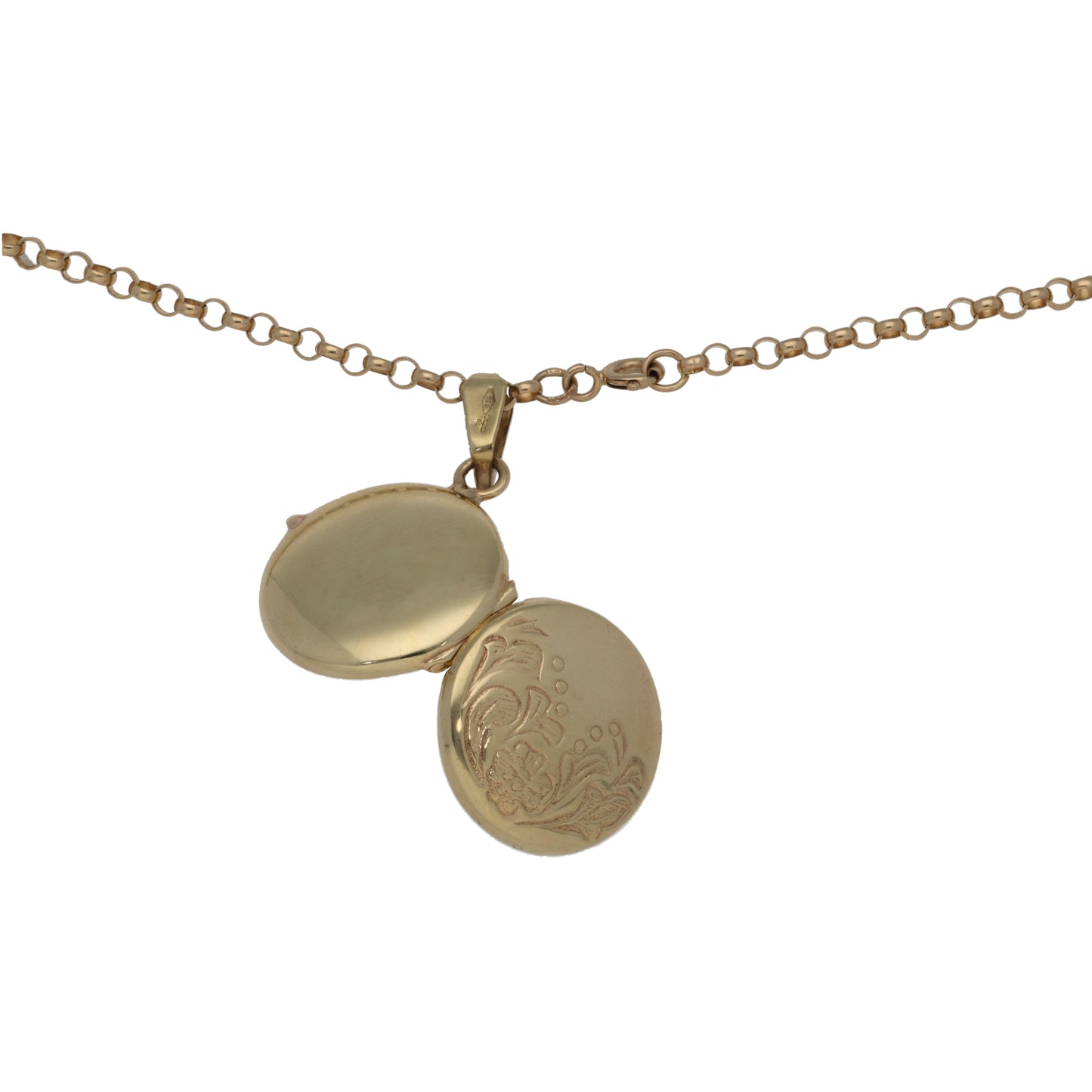 9ct Gold Patterned Locket Pendant With Chain