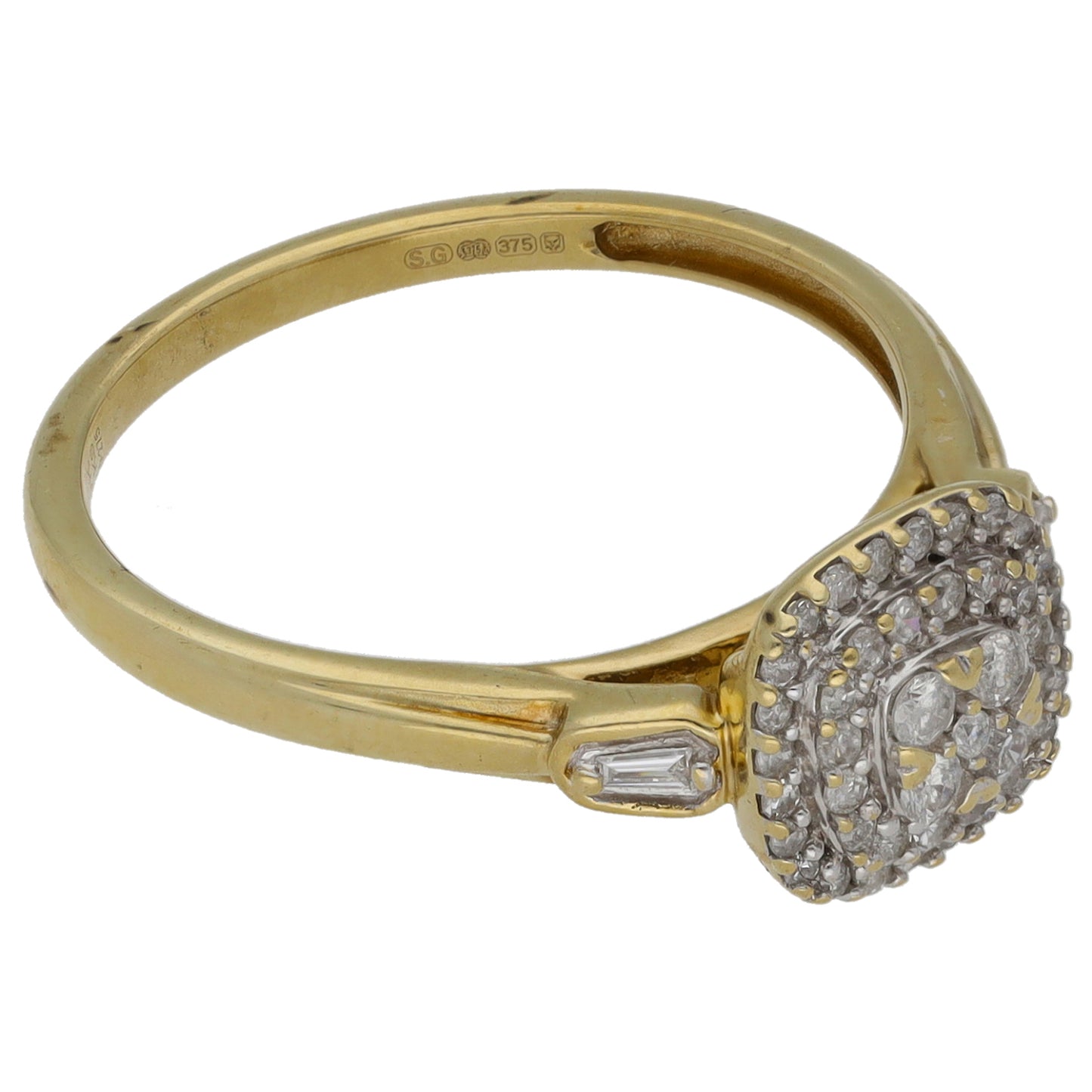 9ct Gold 0.275ct Diamond Cluster Ring Size O