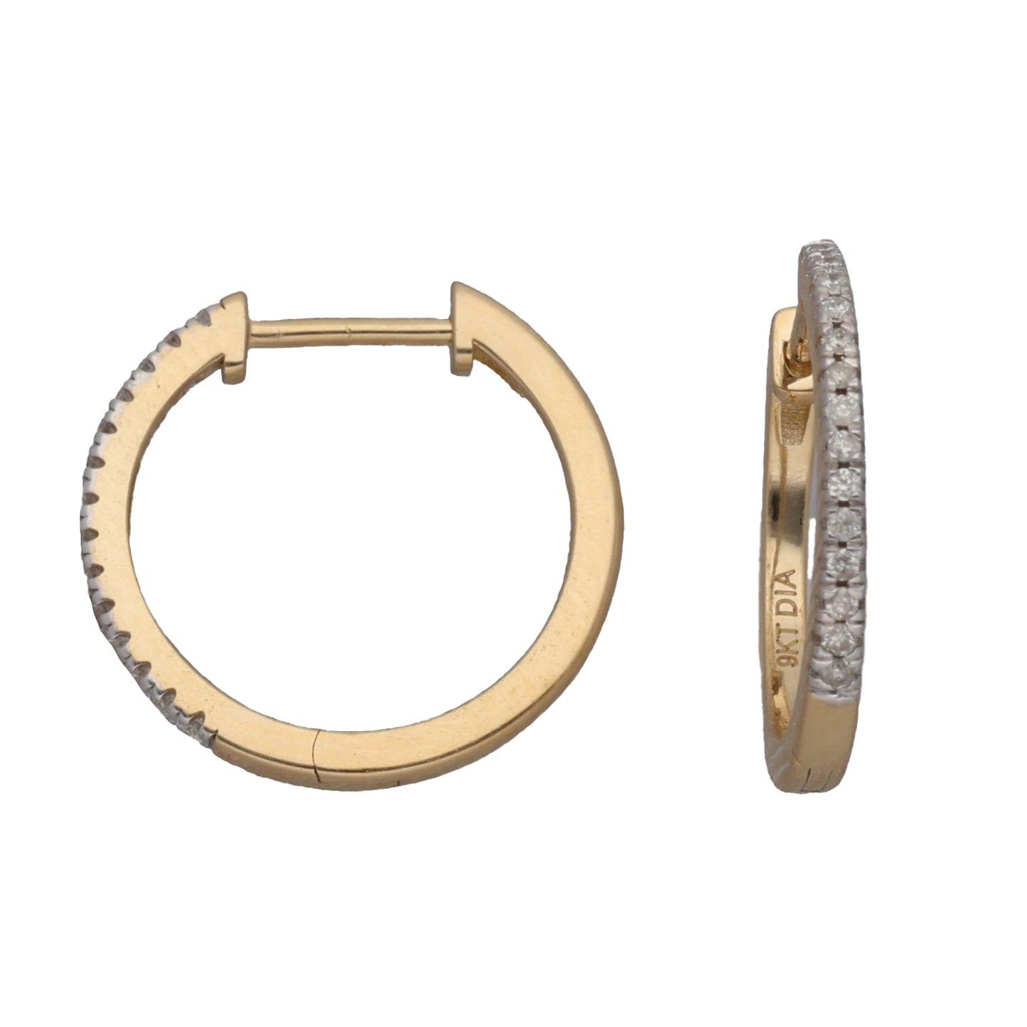 New 9ct Gold 0.10ct Diamond Hoop Earrings