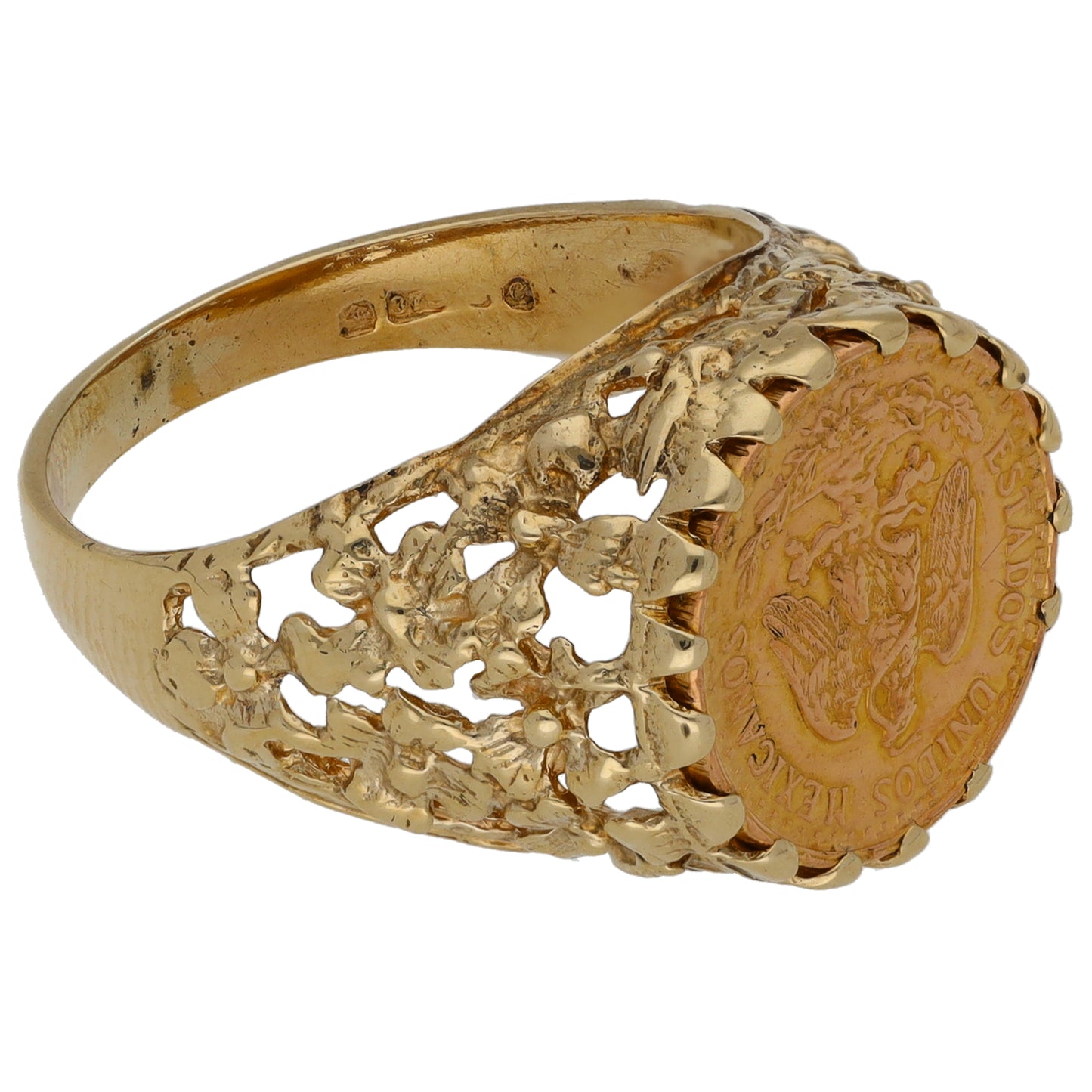 9ct Gold 2 Pesos Coin Ring Size O