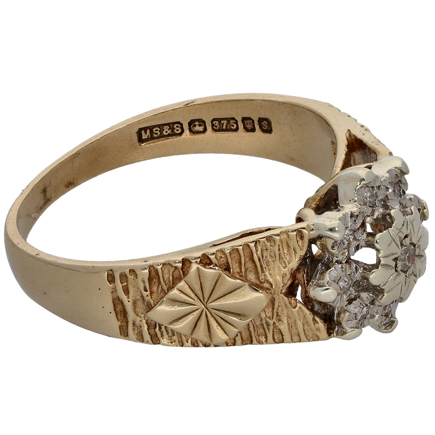 9ct Gold 0.045ct Diamond Cluster Ring Size M