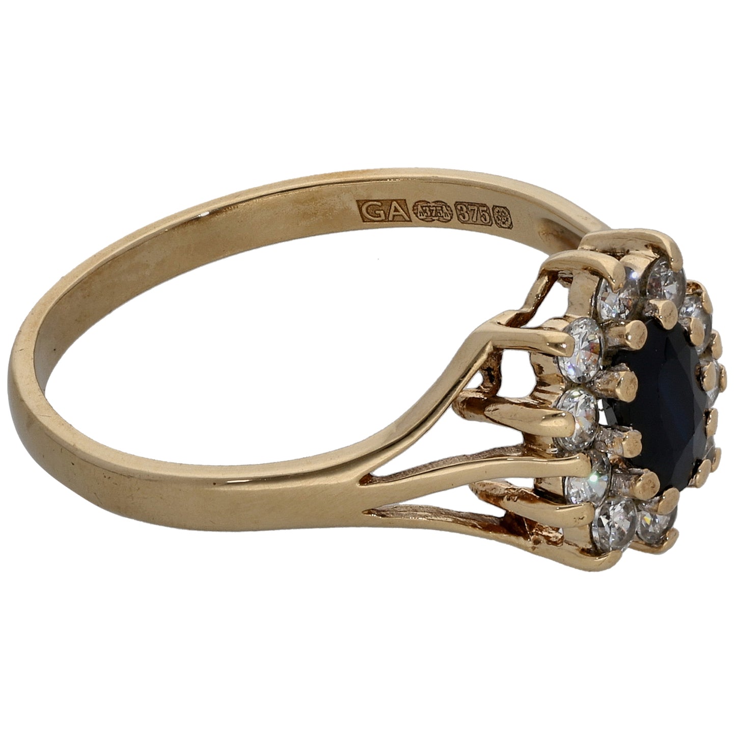 9ct Gold Sapphire & Cubic Zirconia Dress/Cocktail Ring Size O