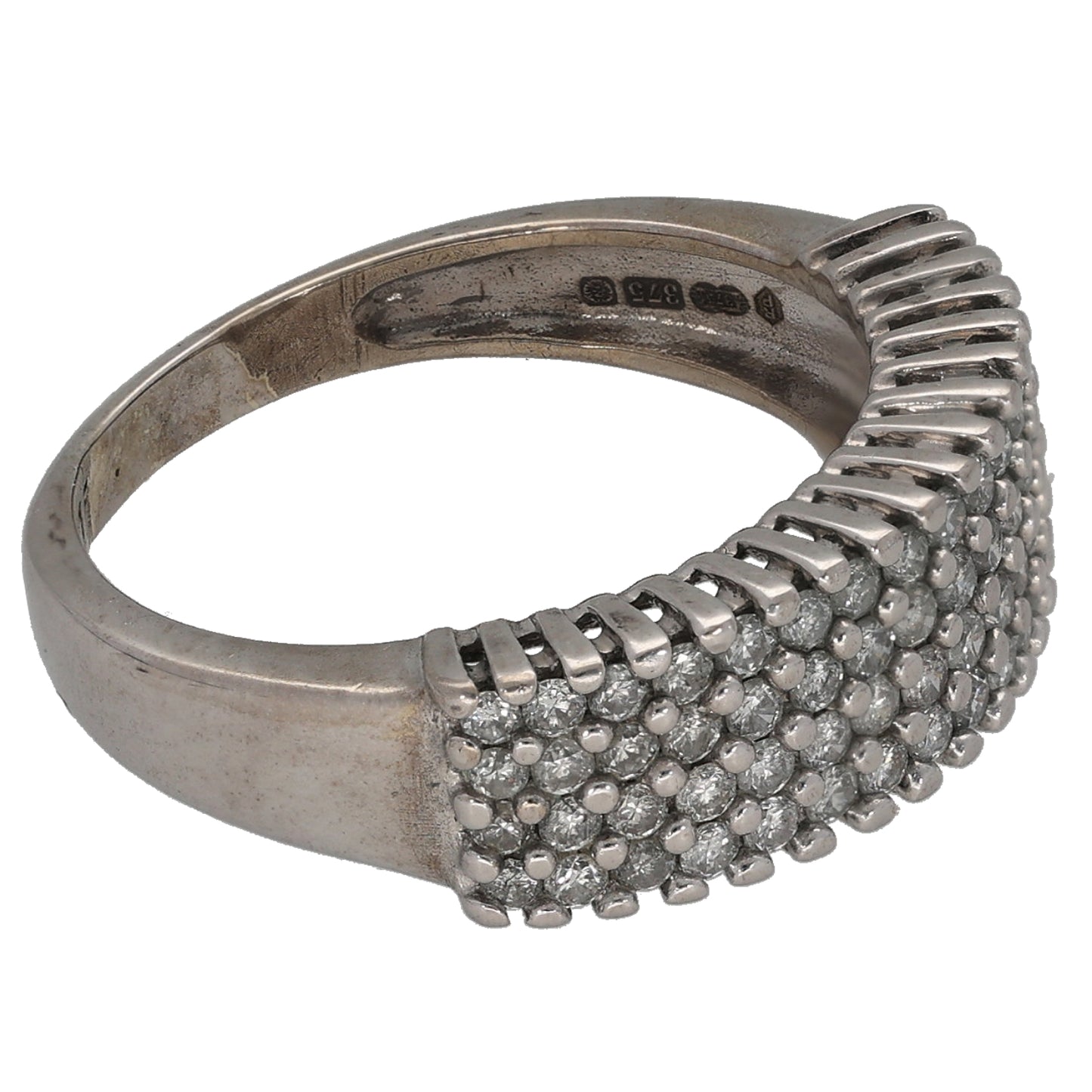 9ct White Gold 0.75ct Diamond Dress/Cocktail Ring Size N
