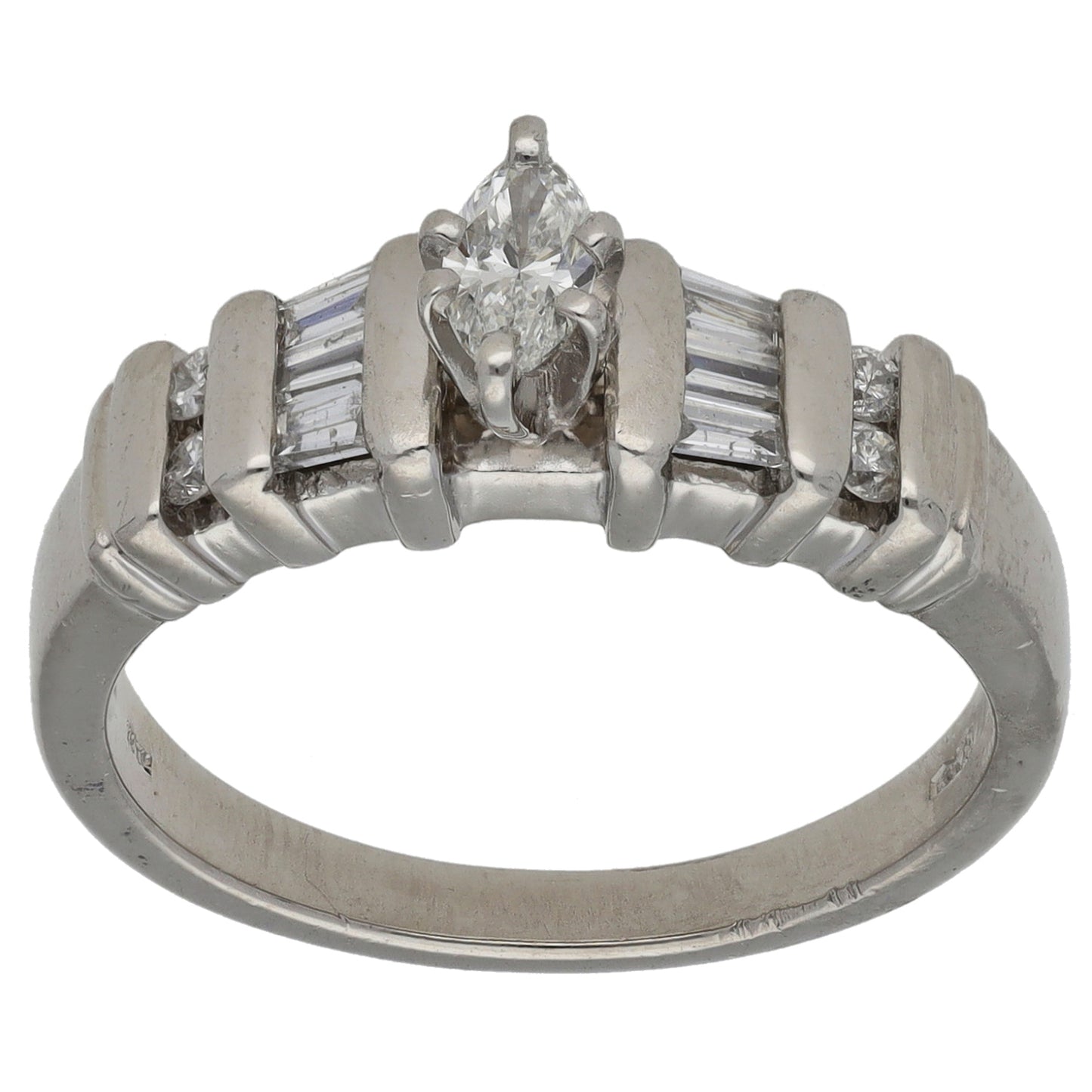 Platinum 0.58ct Diamond Solitaire Ring With Accent Stones Size N