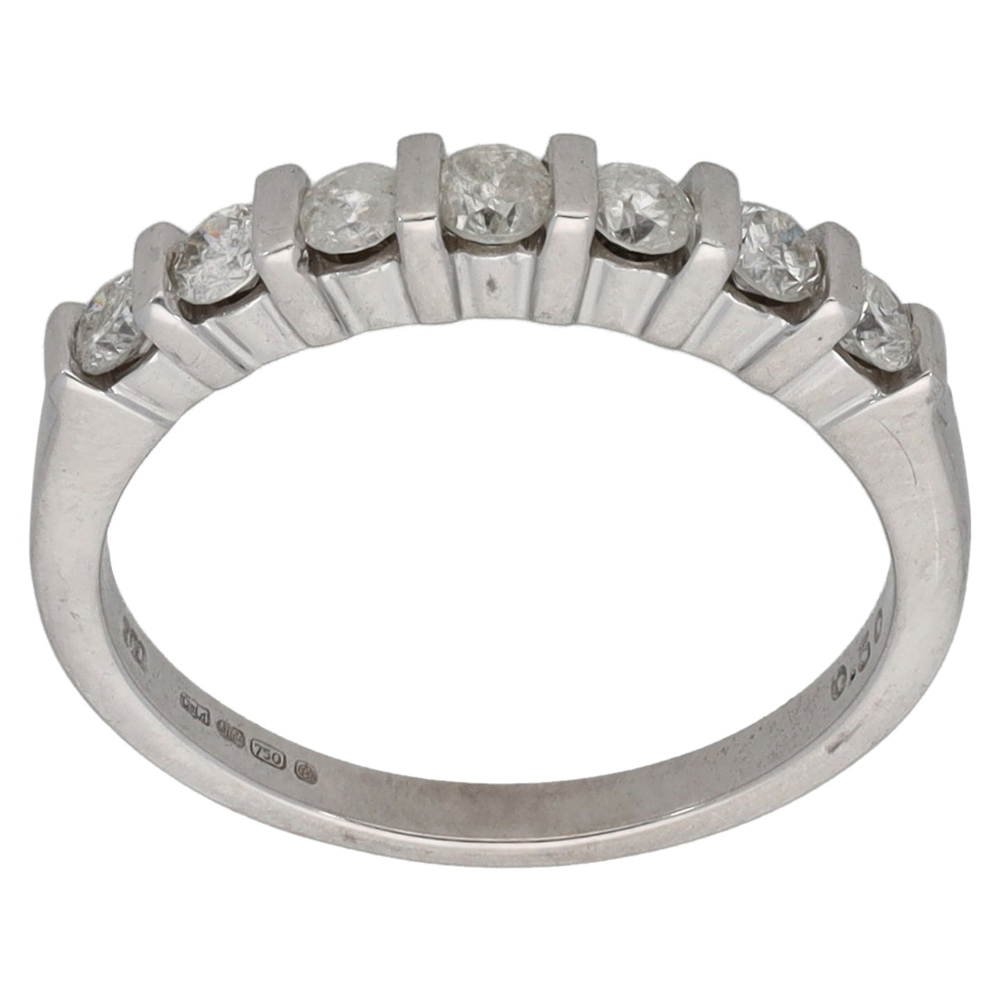 18ct White Gold 0.50ct Diamond Half Eternity Ring Size M