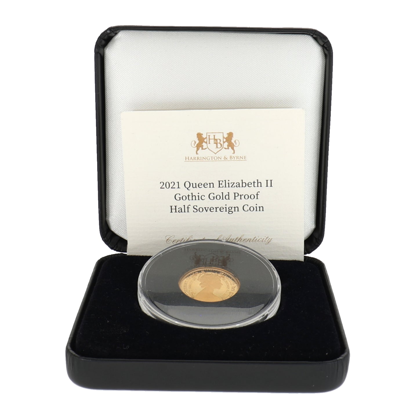 22ct Gold Queen Elizabeth II Gothic Half Sovereign Coin 2021