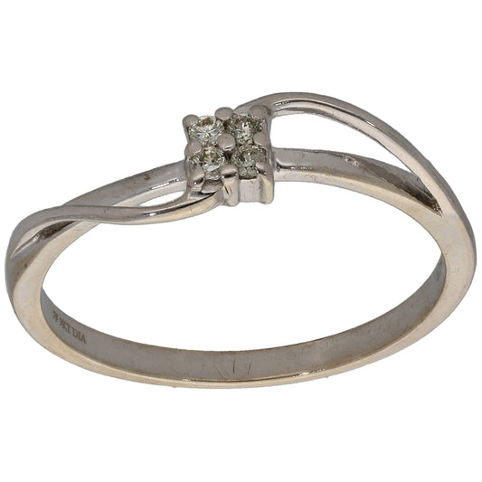 9ct White Gold 0.06ct Diamond Dress/Cocktail Ring Size Q