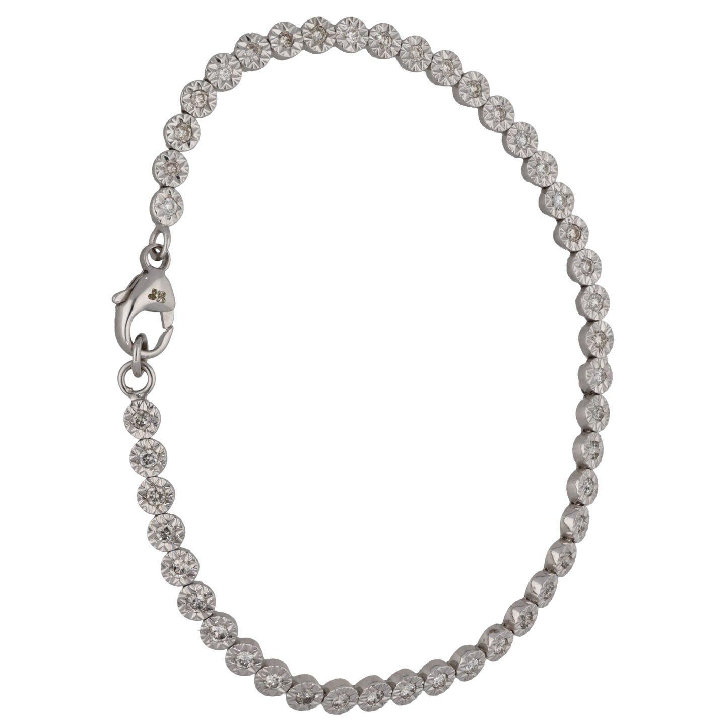 9ct White Gold 0.90ct Diamond Fancy Stone Set Bracelet