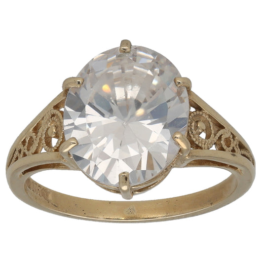 9ct Gold Cubic Zirconia Single Stone Ring Size N