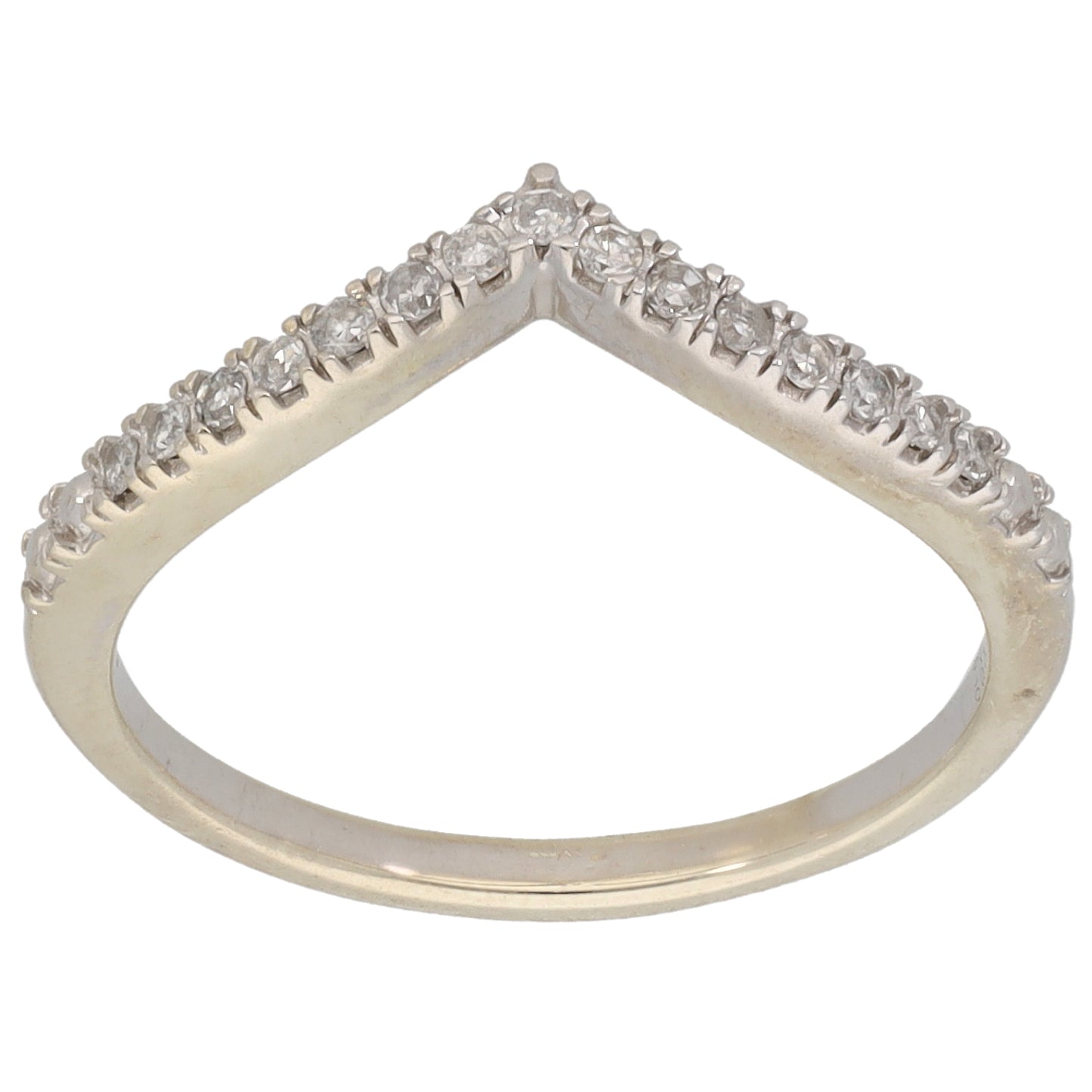 9ct White Gold 0.10ct Diamond Wishbone Ring Size L